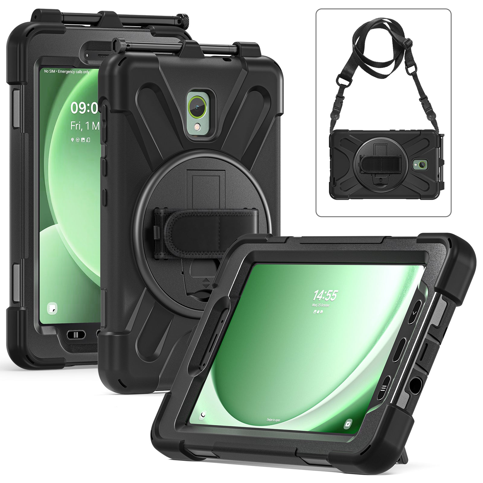 For Samsung Galaxy Tab Active 3 T570 / Tab Active5 X306B Case PC+Silicone Protective Cover with Shoulder Strap For Samsung Galaxy Tab Active 3 T570 / Tab Active5 X306B Case PC+Silicone Protective Cover with Shoulder Strap